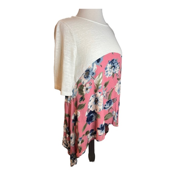 | wonderland orange | Floral Colorblock Flowy Blouse LG - Picture 4 of 6